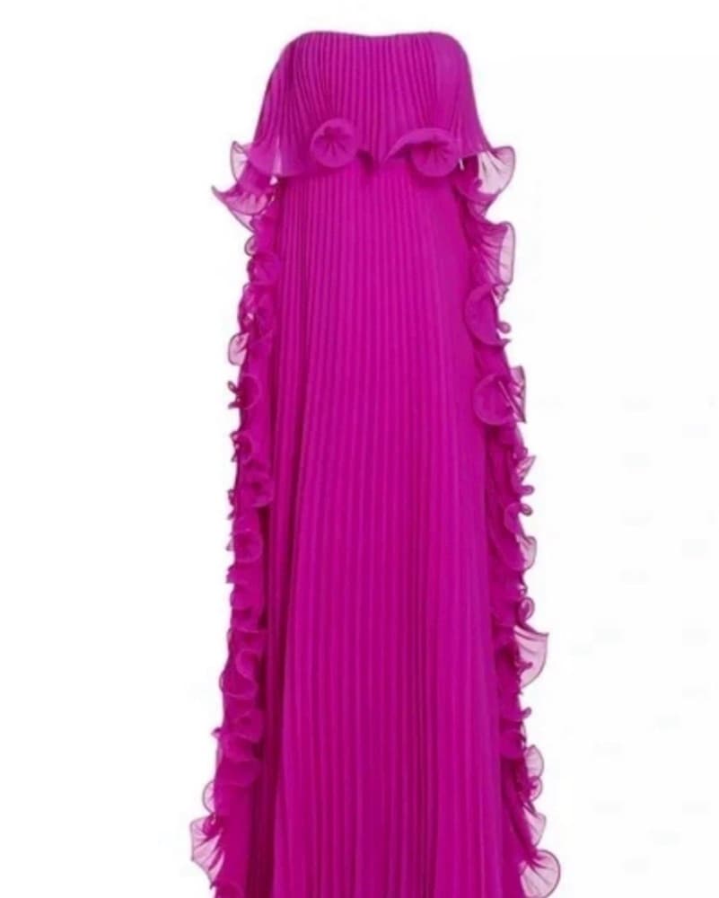 Badgley Mischka Strapless Ruffle Gown - Image 1