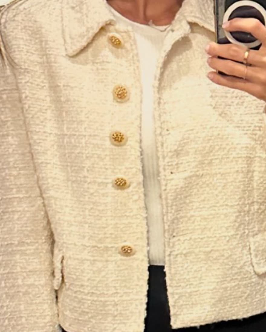 Zara Tweed Blazer - White Gold Buttons  - Image 2
