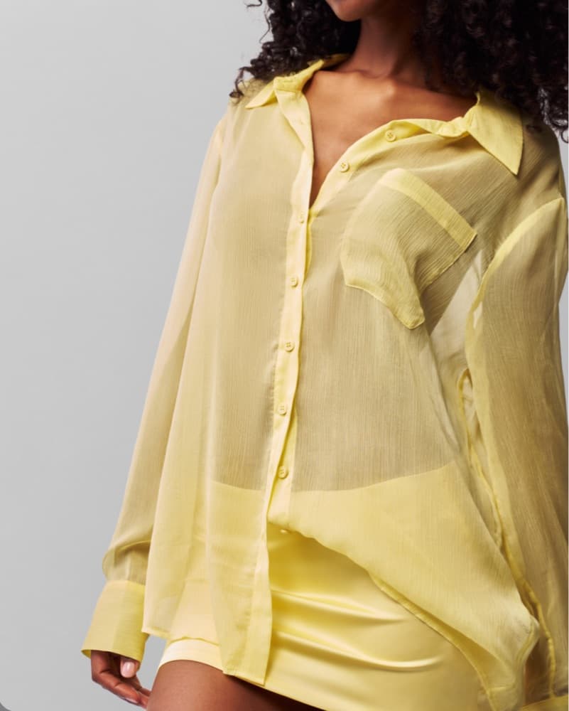 Guizio Butter Yellow Satin Mini Skirt - Image 4