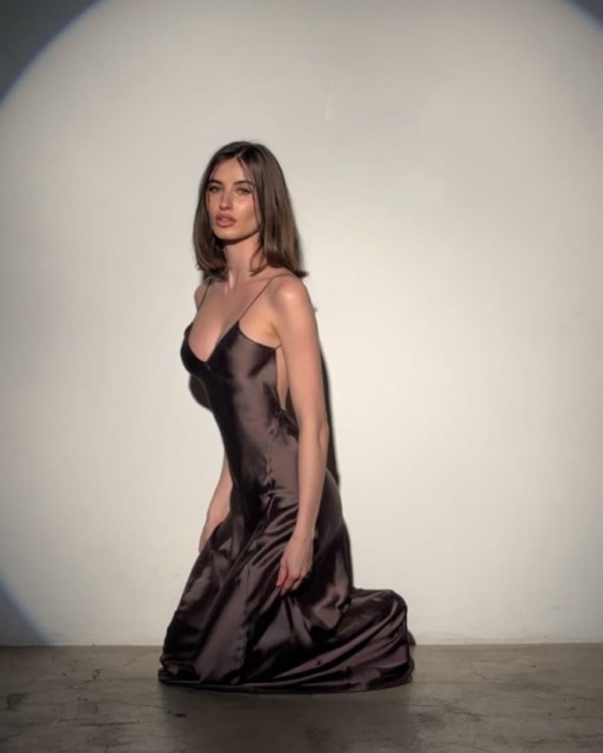 grey silk dress - Image 2