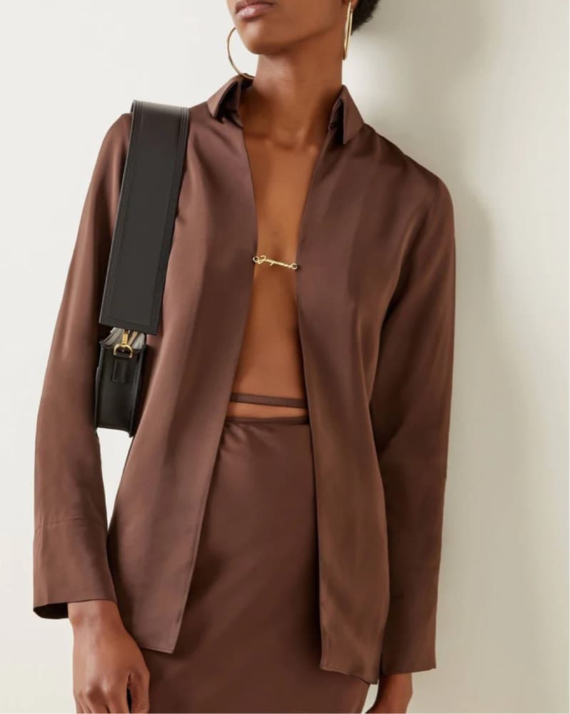 Jacquemus Logo Charm Silk Satin Shirt - Image 1