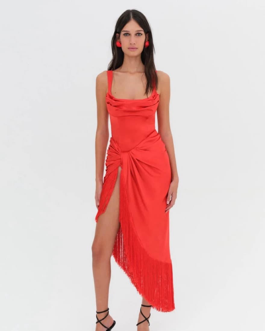 Anisa Red Fringe Dress - Image 1