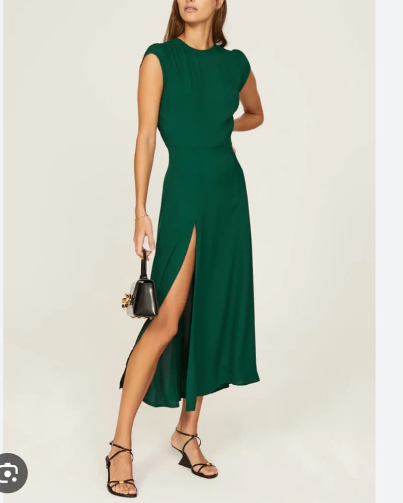 Dark Green Open Back Reformation Dress - Image 1