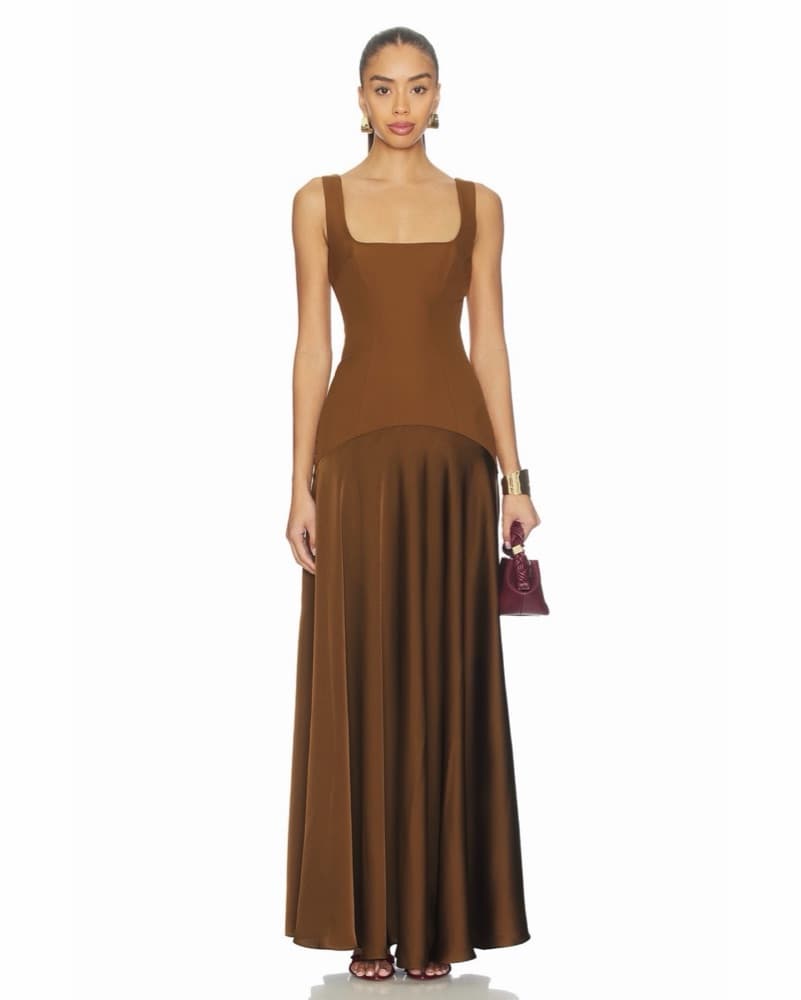 L’Academie Sidney Gown Chocolate Brown - Image 1