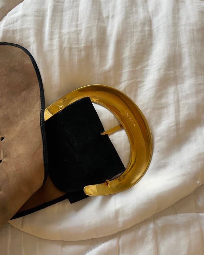 Vtg Donna Karan Chunky SuedeLeather Belt - Image 2
