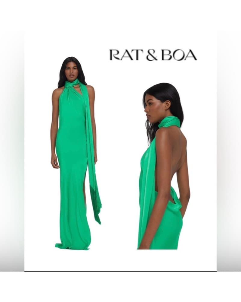 Rat & Boa Green Long Satin Dress - Image 1