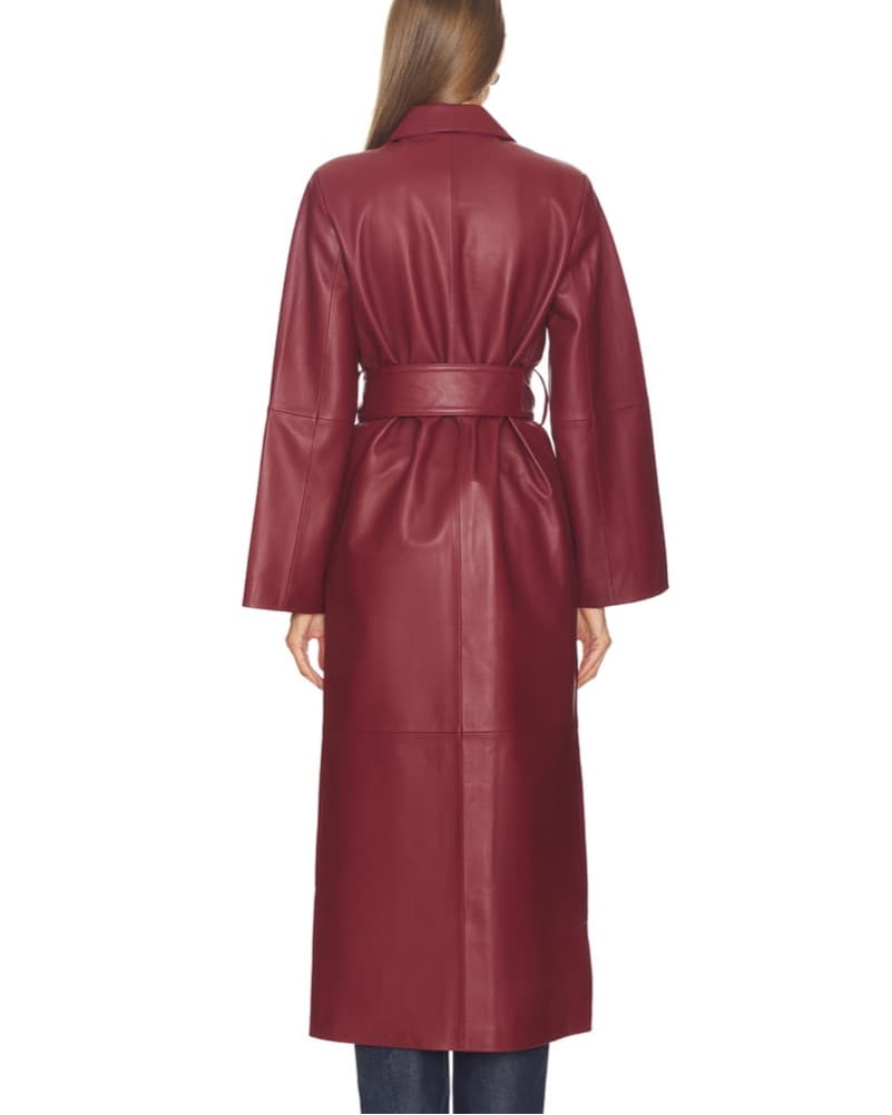 SRG Reggie Leather Coat In Scarlet - Image 5