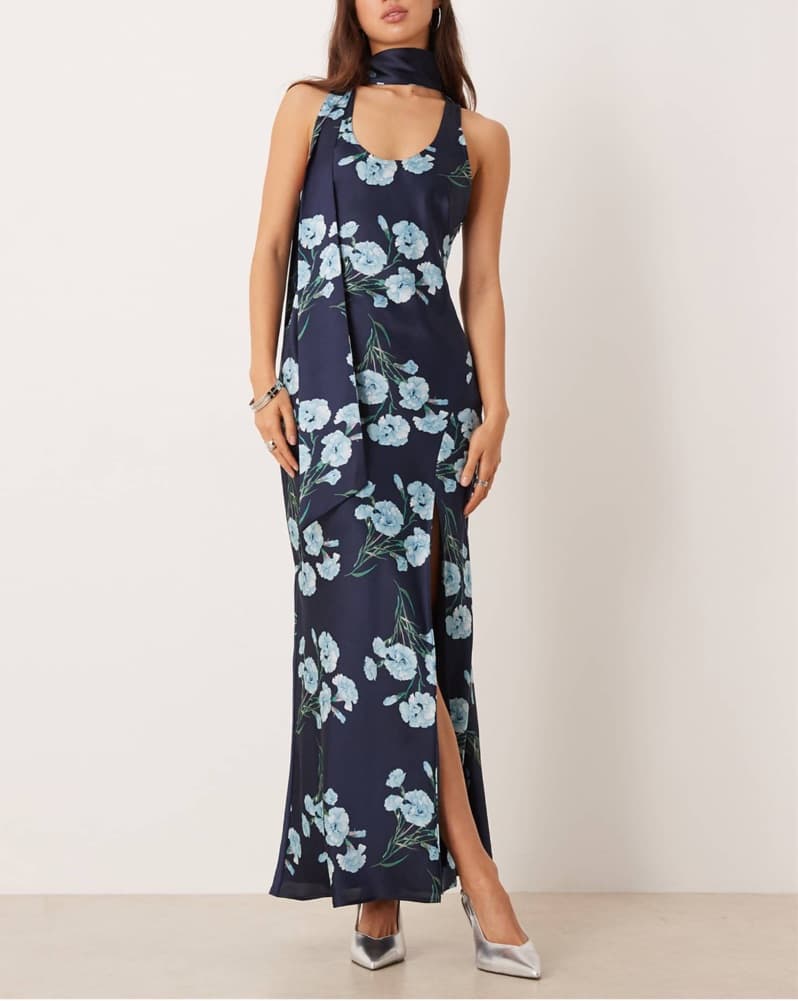 Navy Floral Maxi Dress - Image 1