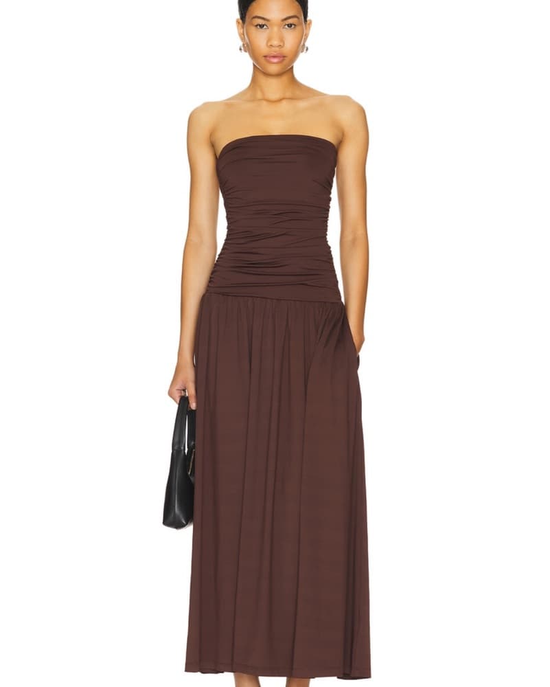 Revolve Santall Brown Strapless Dress - Image 3