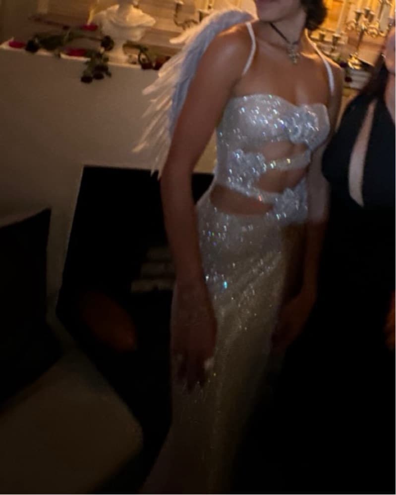 Gold Sparkly Roses Dress - Image 4