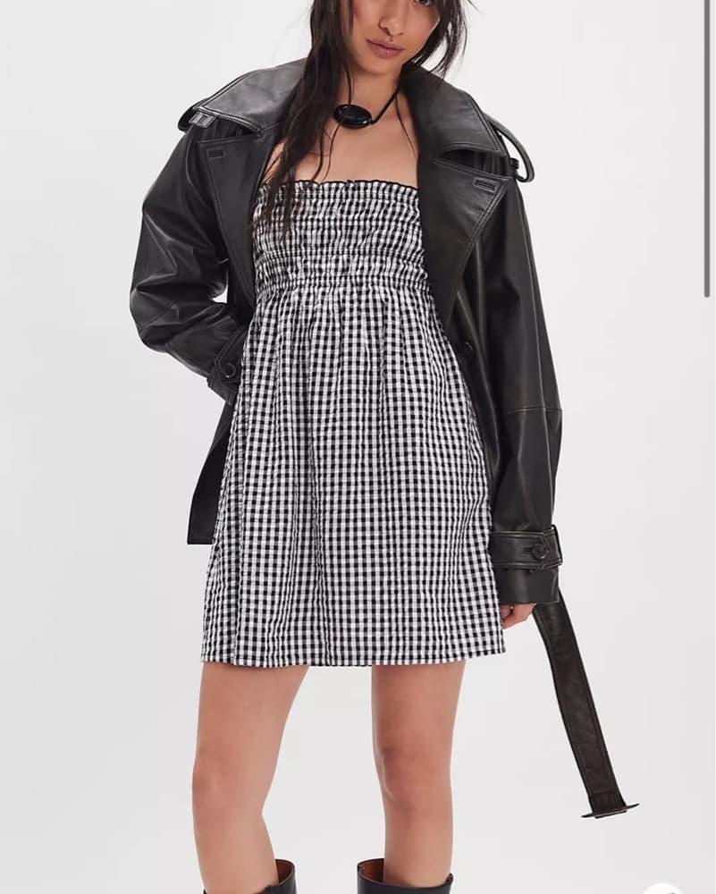 Free People Strapless Gingham Dress - Image 1