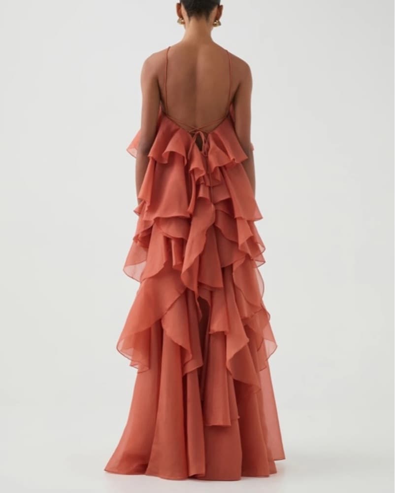 Aje Pandorea Layered Dress (Coral Clay) - Image 2