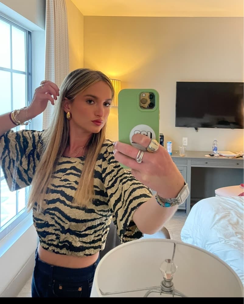 Zebra Print Crop Top and Pants Set - Image 1