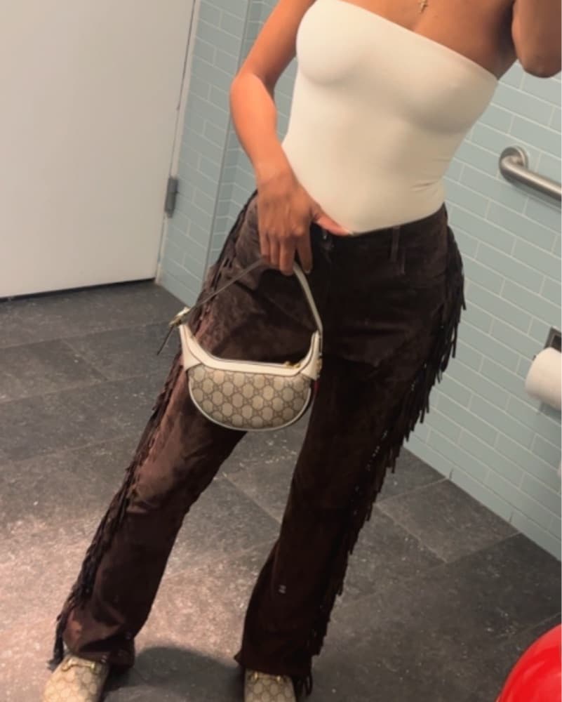 Chic Fringe Leather Suede Pants - Image 4