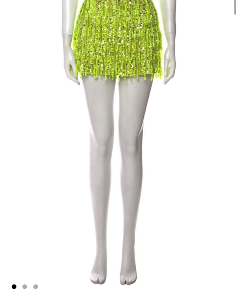 Aje Lime Green Sequin Mini Skirt - Image 1