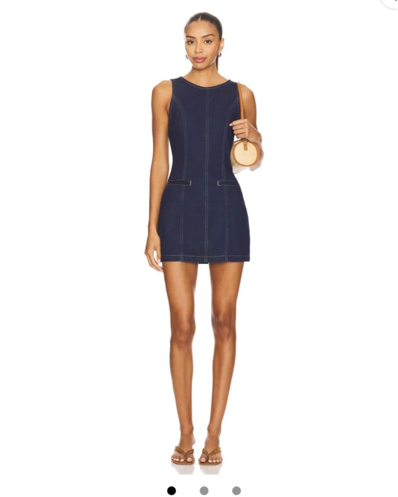 Dark Blue Denim Mini Dress - revolve - Image 1