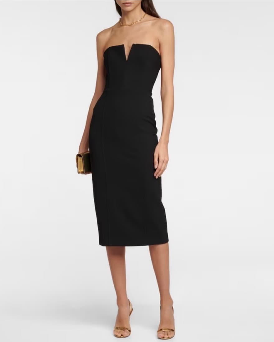 Veronica Beard Strapless Black Midi Dres - Image 1