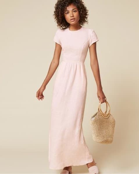 Reformation Cornelia Pink Linen Dress 2 - Image 1