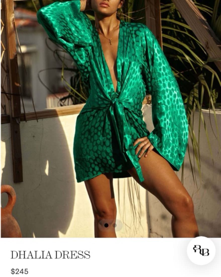 GREEN MINI DHALIA RAT AND BOA DRESS - Image 1