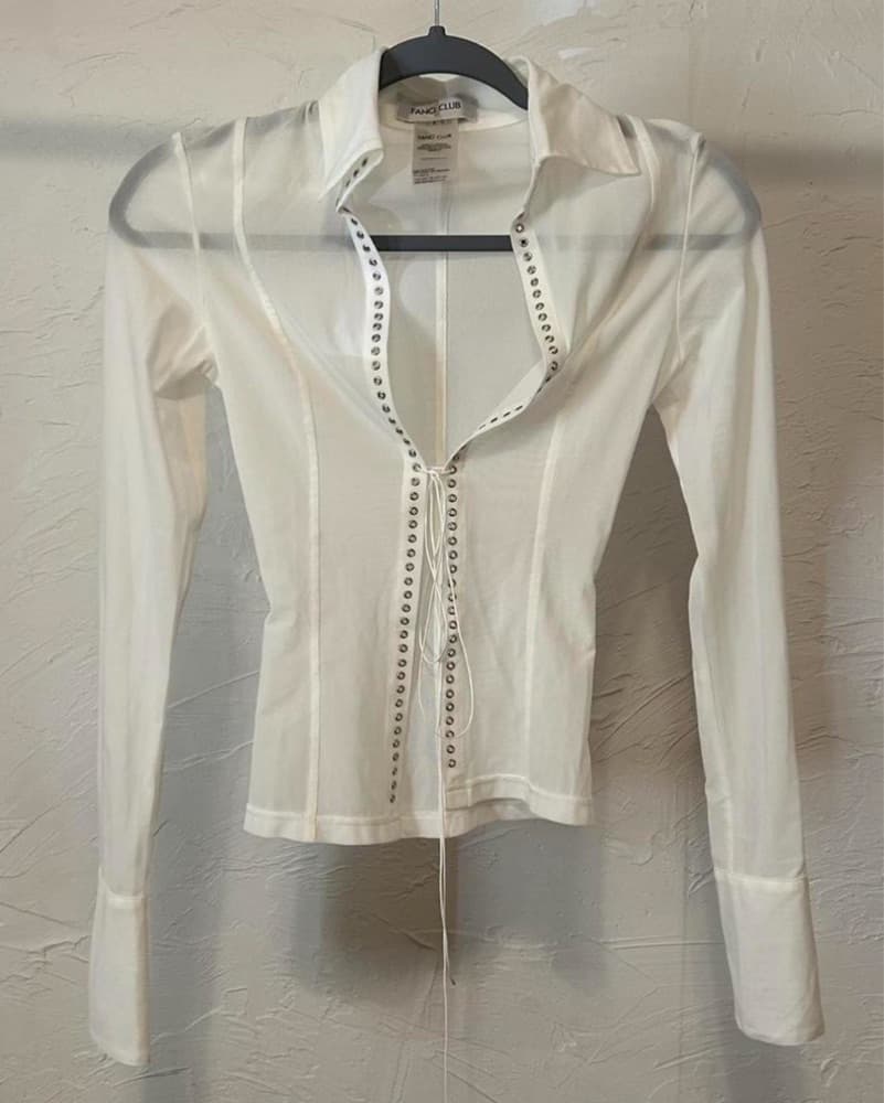 Fanci Club White Tie Up Shirt - Image 1