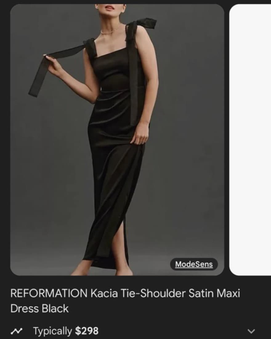 Reformation Black Silk Dress, White Bows - Image 2