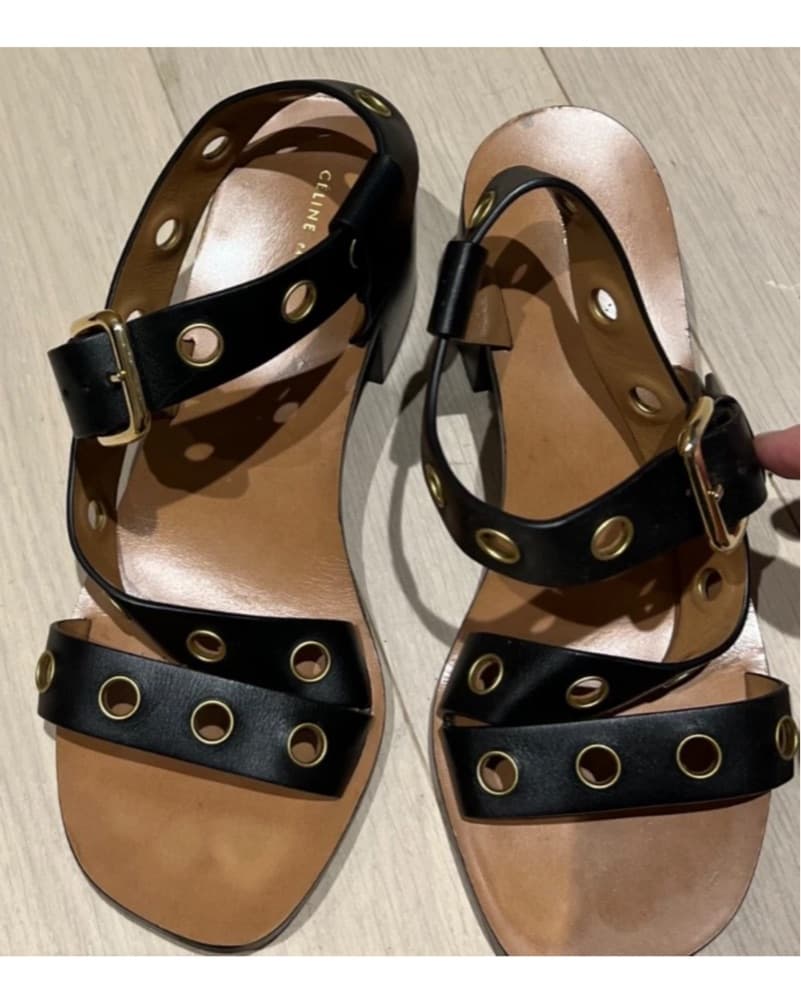Celine Black Strappy Sandals - Image 4