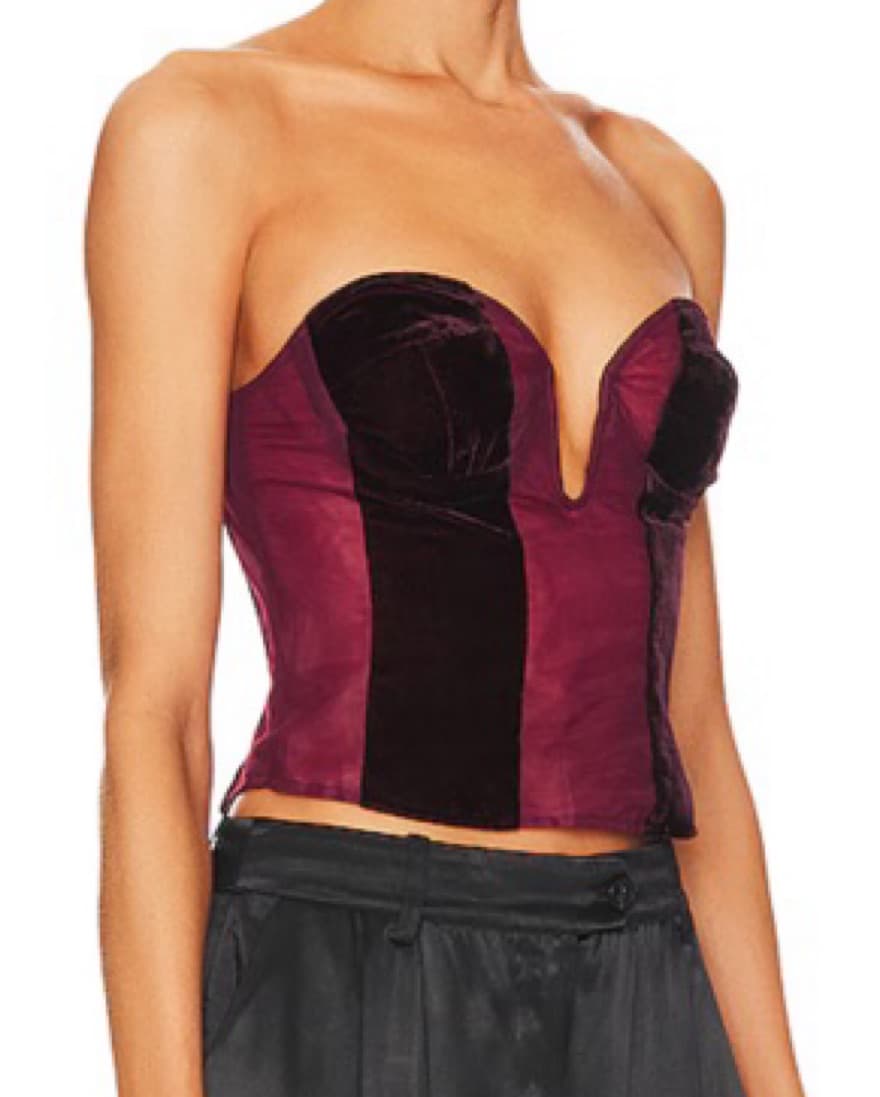 Burgendy Velvet Bustier - Image 1