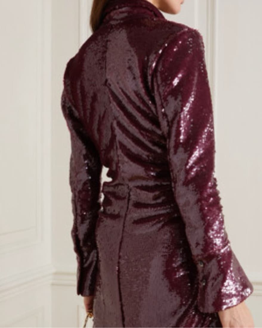 Maroon Sequin Ganni Dress - Image 4