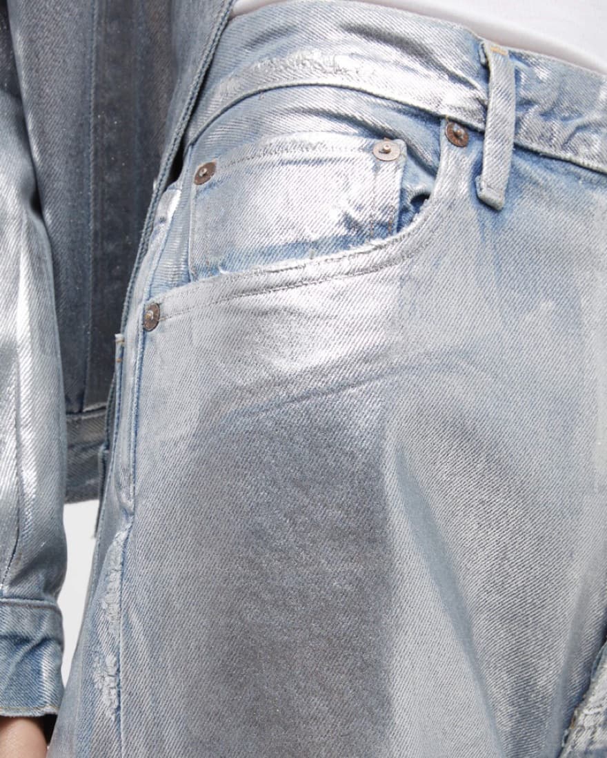 Agolde Straight Leg Metallic Jeans - Image 4