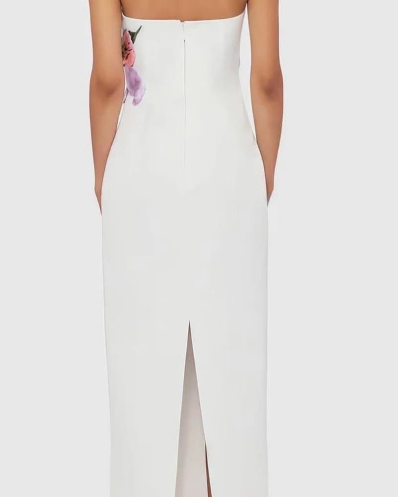 Leo Lin inspired White Flower Maxi Dress XS/S - Image 3