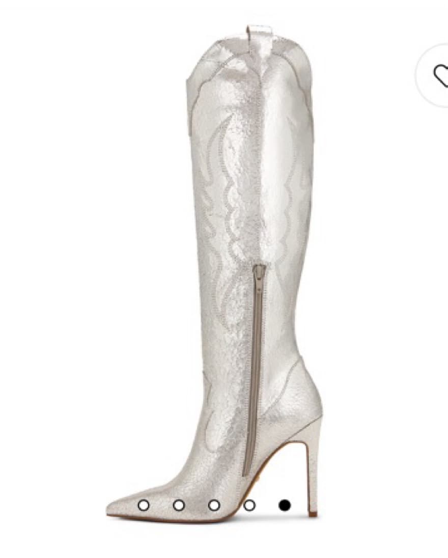 Raye Silver Cowboy Heeled Boots - Image 3