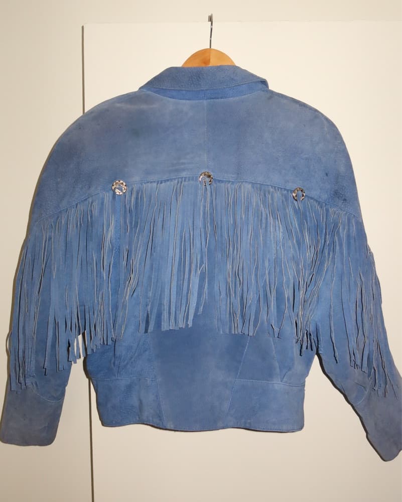 Blue Fringe Suede Jacket - Image 3