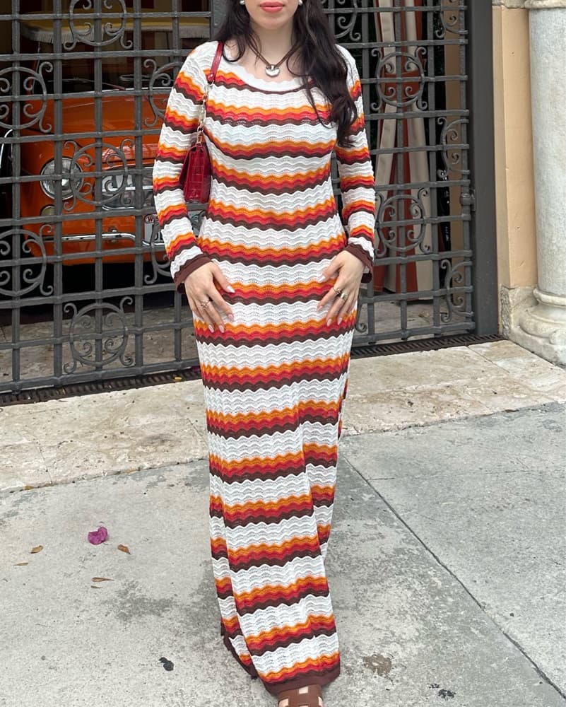 Vibrant Knit Maxi Dress - Image 3