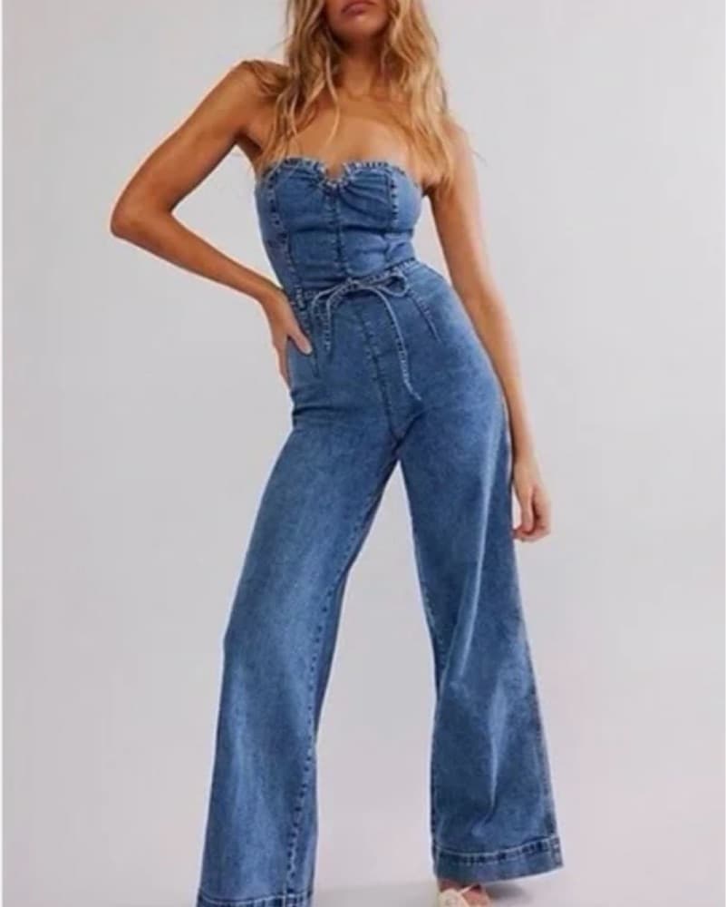 Free People Denim Jumpsuit - Image 1