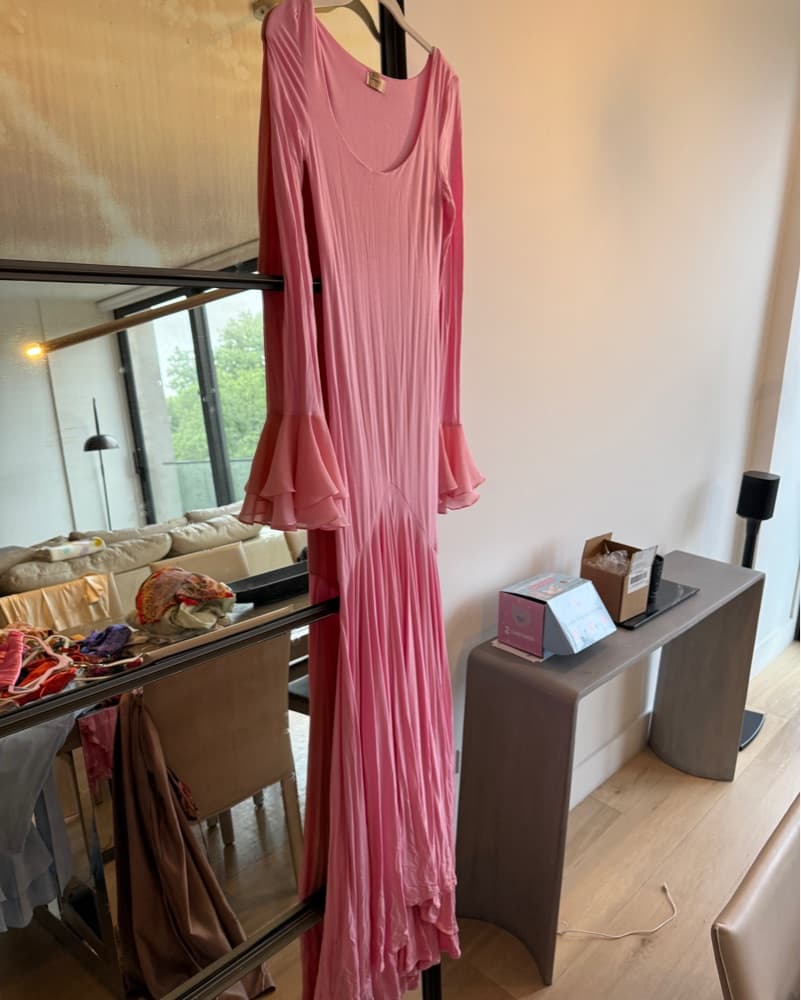 Elegant Ruffle Hem Mermaid Gown Pink  - Image 4