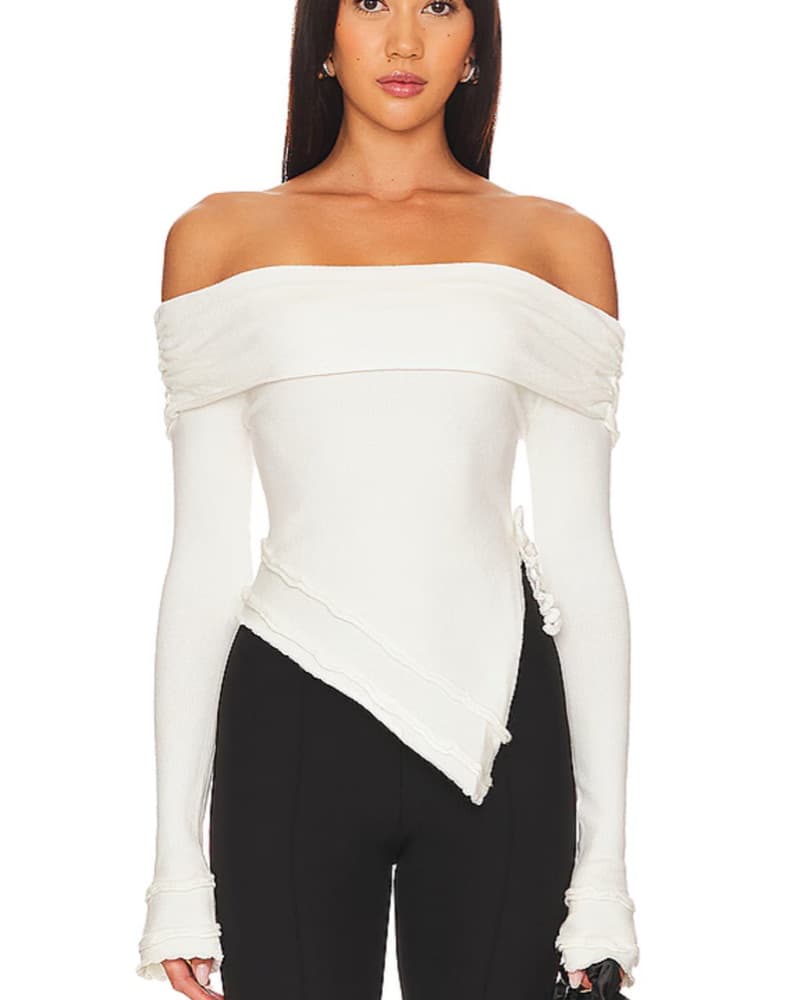 Guzio Off-Shoulder White Sweater  - Image 1