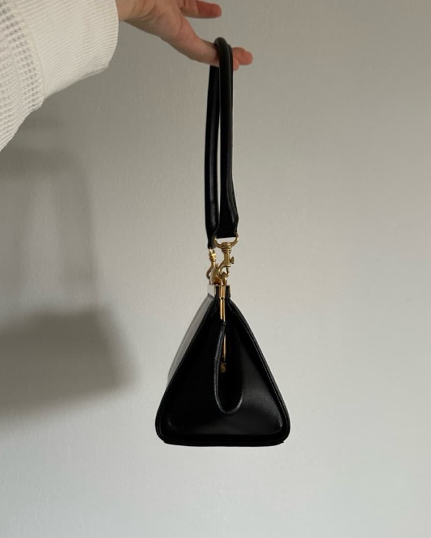Black Leather & Gold Handbag  - Image 2
