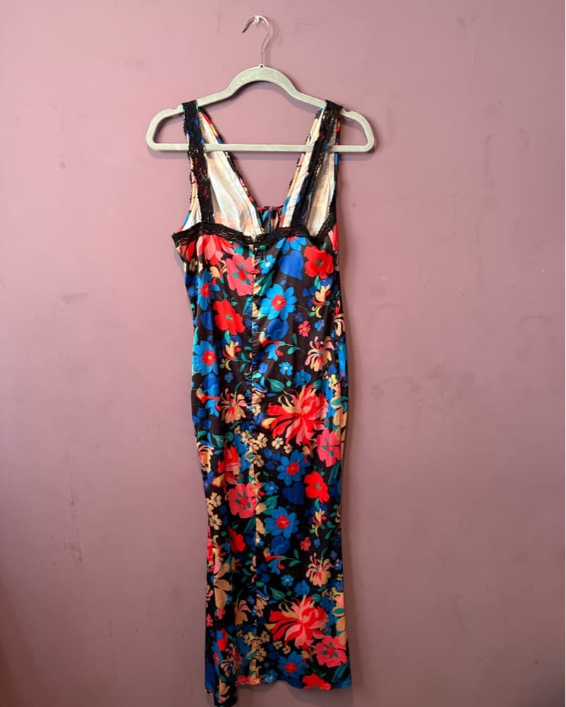Floral Print Lace Trim V-neck Maxi Dress - Image 5