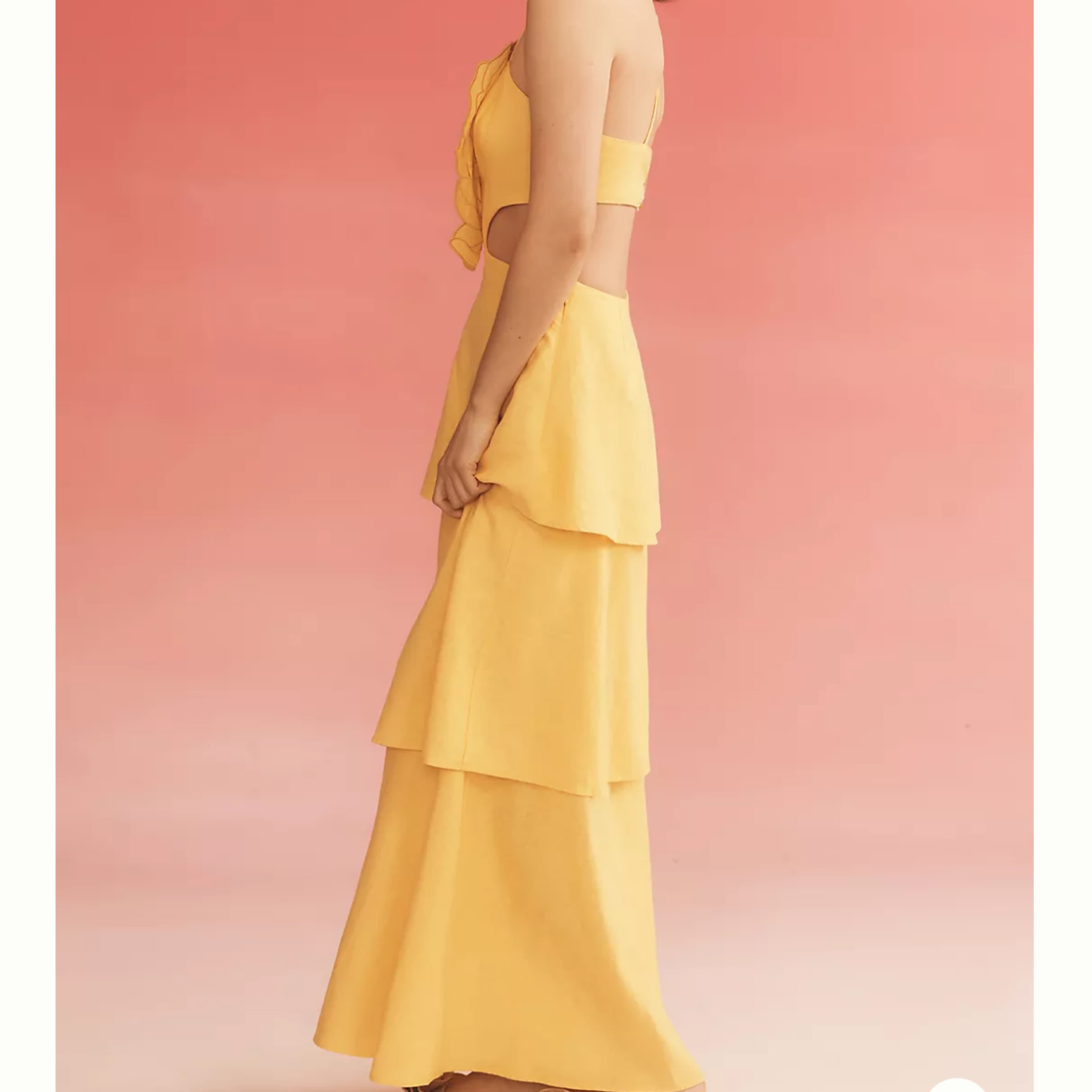 Farm Rio 3d Tiered Floral Yellow Dress  - Image 4