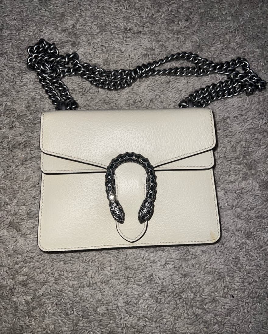 Gucci Cream Leather & Crystal Small Bag - Image 3