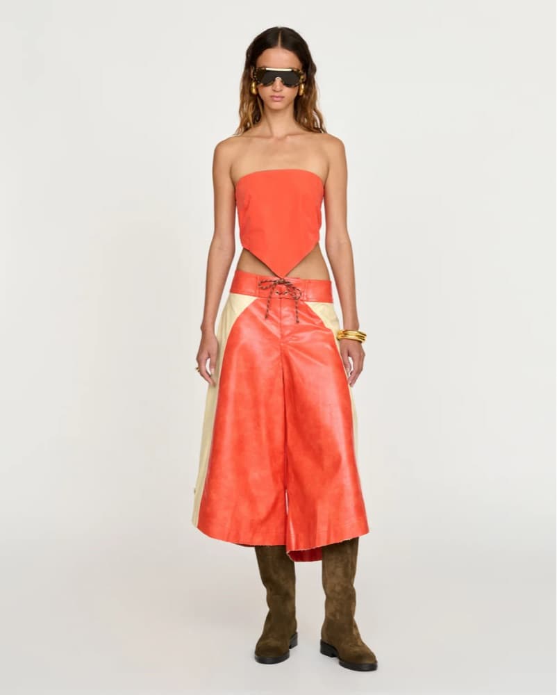 Eliou Orange Leather Surfa Capris - Image 1