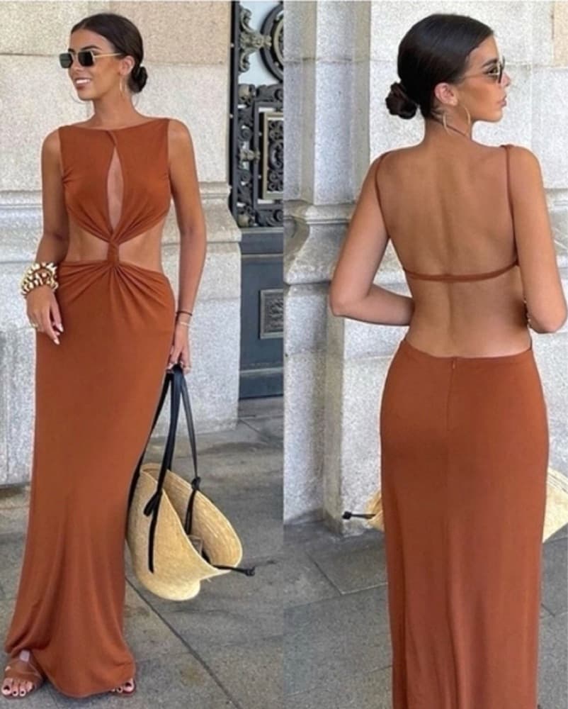 Zara Chocolate Cutout Dress - Image 2