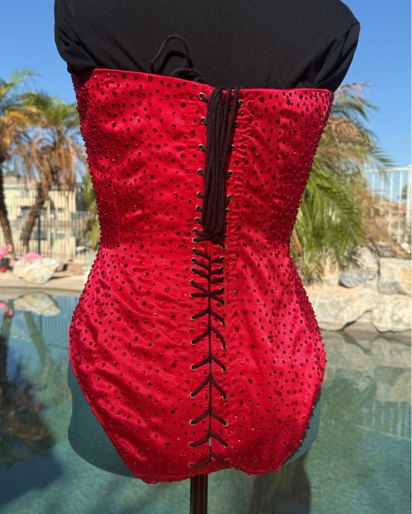 Bedazzled Red Corset Bodysuit - Image 3