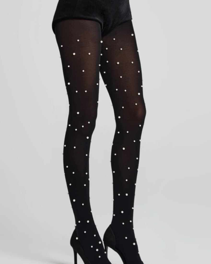 Sparkling Elegance: Pearled Black Gown - Image 1