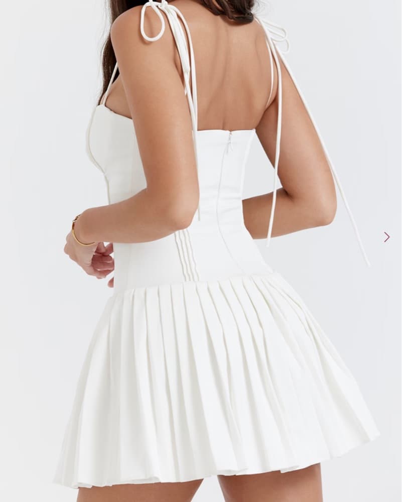 Mini White Pleated Dress - Image 6