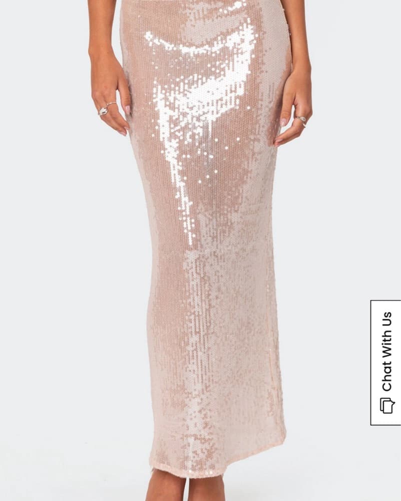 Edikted Riki Sheer Sequin Maxi Skirt - Image 2