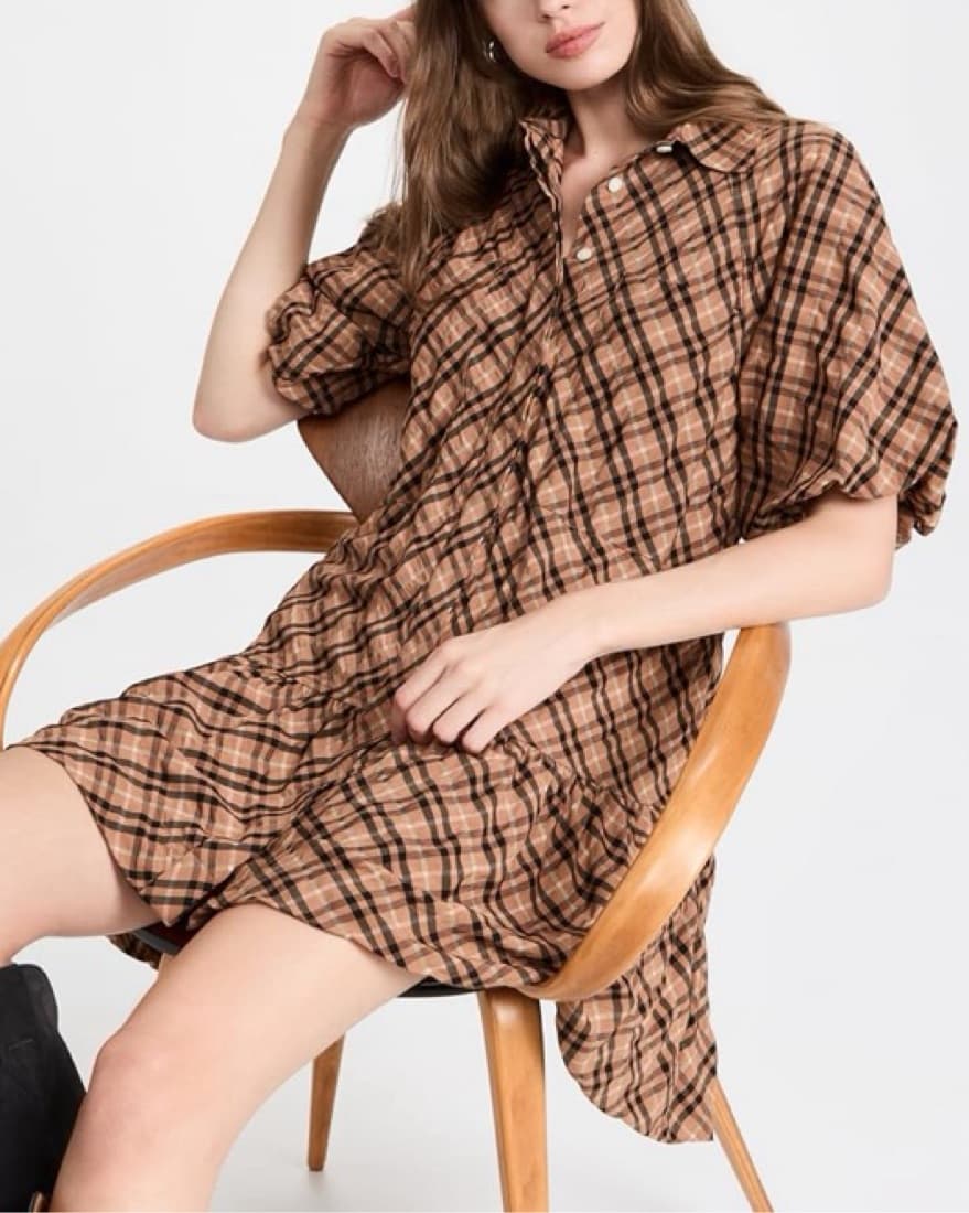 Jonathan Simkhai Plaid Raglan Mini Dress - Image 6