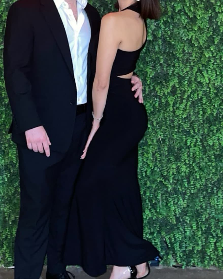 Tyra Black Asymmetric Cutout Maxi Dress - Image 6