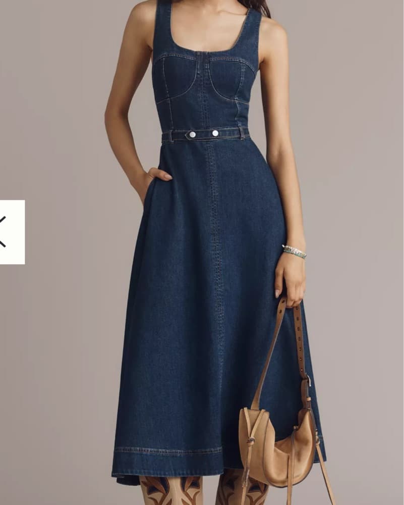 Avec les filles Chic Denim Maxi Dress - Image 1