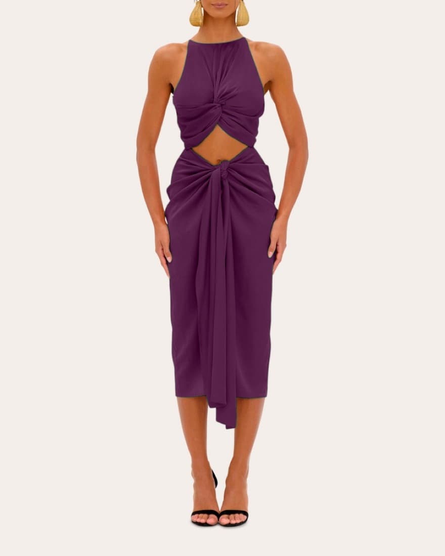 Andrea Iyamah Satin Tie Cutout Dress - Image 3